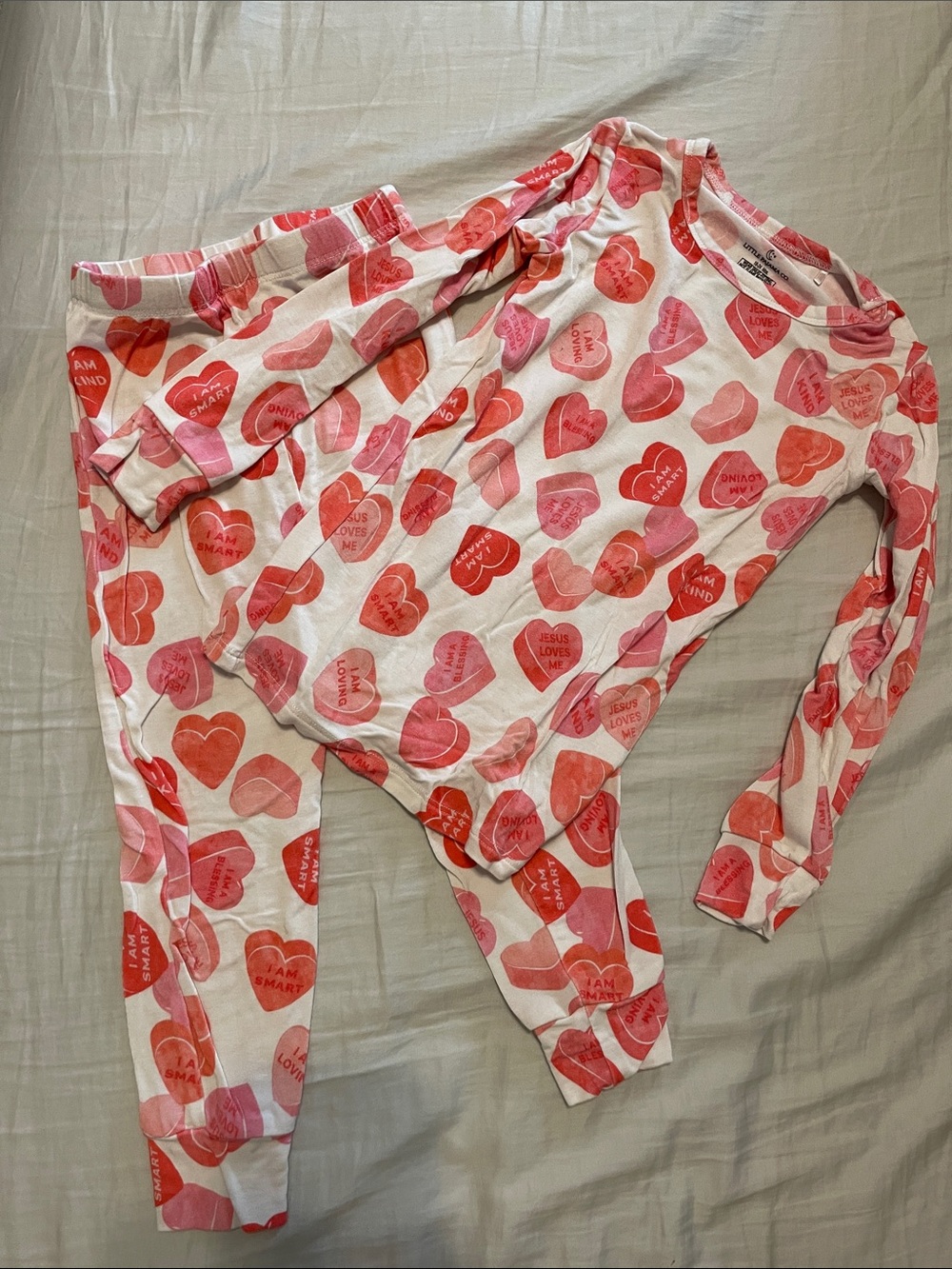 Kids Heart-Print Pink & Red Pajama Set